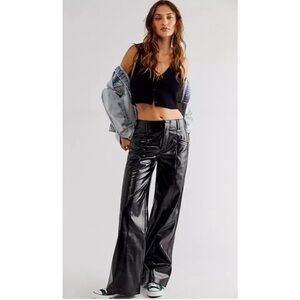 NWT Free People Black “Star Crossed Lovers” Vegan Leather Pants Size 0